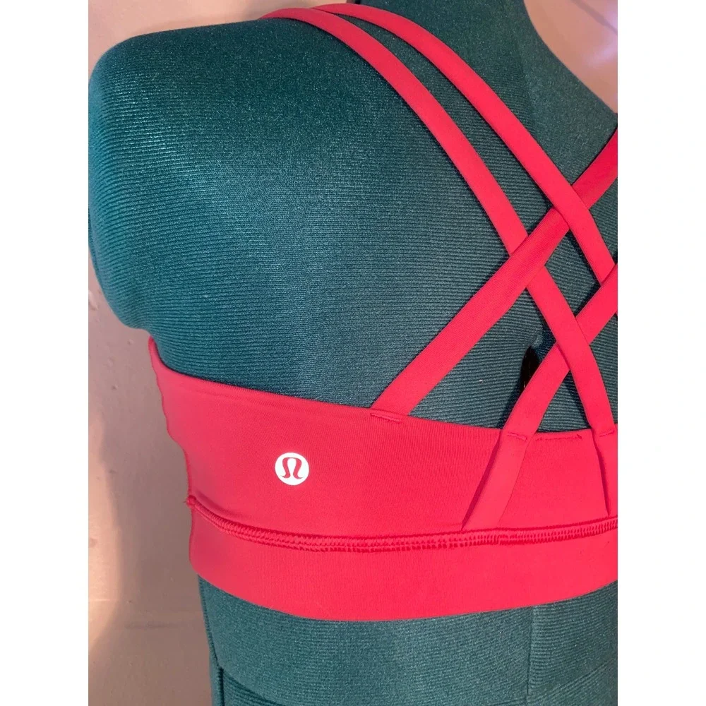 Lululemon Energy Bra Pink Strappy Criss‎ Cross Back Athleisure Gym Sports Bra